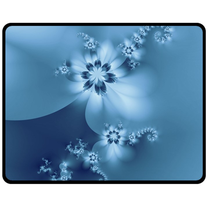 Steel Blue Flowers Fleece Blanket (Medium) 