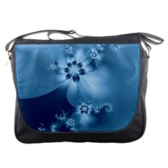 Steel Blue Flowers Messenger Bag by SpinnyChairDesigns