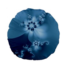 Steel Blue Flowers Standard 15  Premium Round Cushions by SpinnyChairDesigns