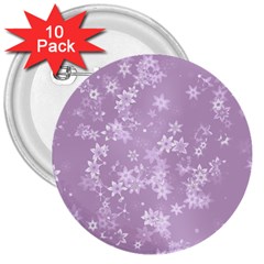 Lavender And White Flowers 3  Buttons (10 Pack)  by SpinnyChairDesigns