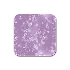 Lavender And White Flowers Rubber Square Coaster (4 Pack)  by SpinnyChairDesigns