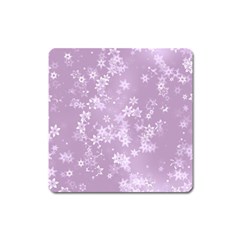 Lavender And White Flowers Square Magnet by SpinnyChairDesigns