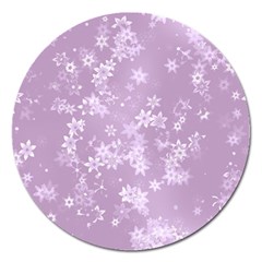 Lavender And White Flowers Magnet 5  (round) by SpinnyChairDesigns