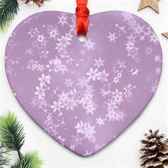 Lavender And White Flowers Heart Ornament (two Sides) by SpinnyChairDesigns