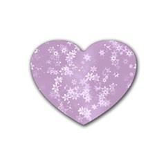 Lavender And White Flowers Heart Coaster (4 Pack)  by SpinnyChairDesigns