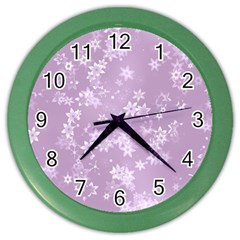 Lavender And White Flowers Color Wall Clock by SpinnyChairDesigns