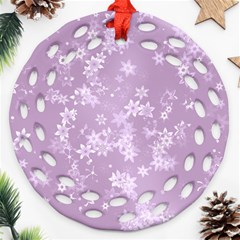 Lavender And White Flowers Round Filigree Ornament (two Sides) by SpinnyChairDesigns