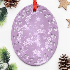 Lavender And White Flowers Oval Filigree Ornament (two Sides) by SpinnyChairDesigns