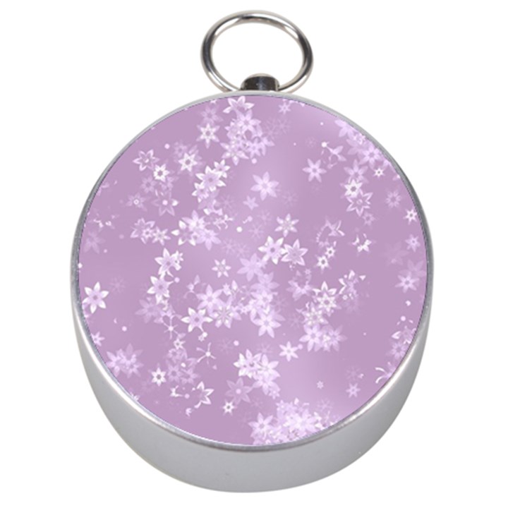 Lavender and White Flowers Silver Compasses