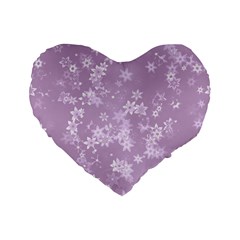 Lavender And White Flowers Standard 16  Premium Flano Heart Shape Cushions by SpinnyChairDesigns