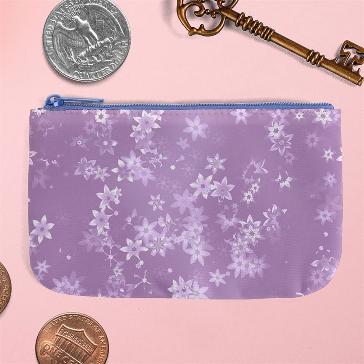 Lavender and White Flowers Large Coin Purse