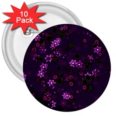 Purple Flowers 3  Buttons (10 pack) 