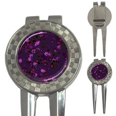 Purple Flowers 3-in-1 Golf Divots