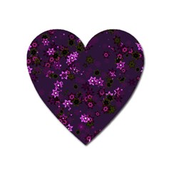 Purple Flowers Heart Magnet by SpinnyChairDesigns