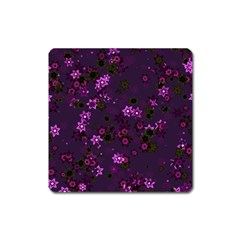 Purple Flowers Square Magnet