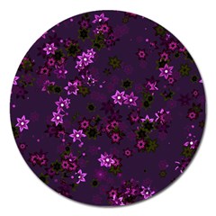 Purple Flowers Magnet 5  (Round)