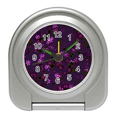 Purple Flowers Travel Alarm Clock