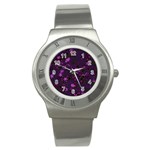 Purple Flowers Stainless Steel Watch Front