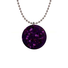 Purple Flowers 1  Button Necklace