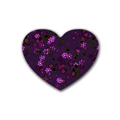 Purple Flowers Rubber Coaster (Heart) 