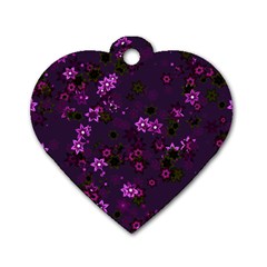 Purple Flowers Dog Tag Heart (Two Sides)