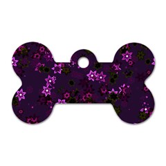 Purple Flowers Dog Tag Bone (one Side) by SpinnyChairDesigns