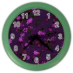 Purple Flowers Color Wall Clock