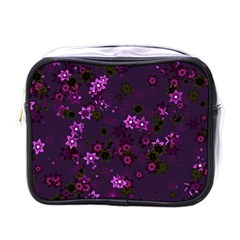 Purple Flowers Mini Toiletries Bag (one Side) by SpinnyChairDesigns