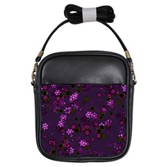 Purple Flowers Girls Sling Bag