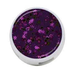 Purple Flowers 4-Port USB Hub (One Side)