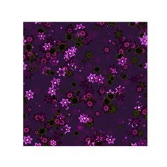 Purple Flowers Small Satin Scarf (Square)