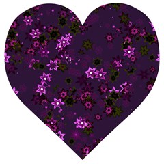 Purple Flowers Wooden Puzzle Heart by SpinnyChairDesigns