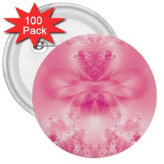 Pink Floral Pattern 3  Buttons (100 Pack)  by SpinnyChairDesigns