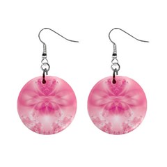 Pink Floral Pattern Mini Button Earrings by SpinnyChairDesigns