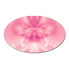 Pink Floral Pattern Oval Magnet by SpinnyChairDesigns