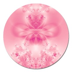 Pink Floral Pattern Magnet 5  (round) by SpinnyChairDesigns