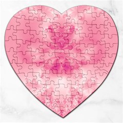 Pink Floral Pattern Jigsaw Puzzle (heart) by SpinnyChairDesigns