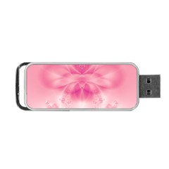 Pink Floral Pattern Portable Usb Flash (one Side) by SpinnyChairDesigns