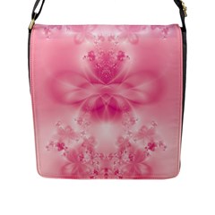 Pink Floral Pattern Flap Closure Messenger Bag (l) by SpinnyChairDesigns