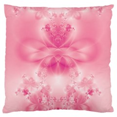 Pink Floral Pattern Large Flano Cushion Case (one Side) by SpinnyChairDesigns