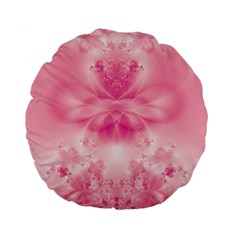 Pink Floral Pattern Standard 15  Premium Flano Round Cushions by SpinnyChairDesigns