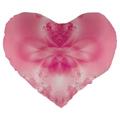 Pink Floral Pattern Large 19  Premium Flano Heart Shape Cushions by SpinnyChairDesigns