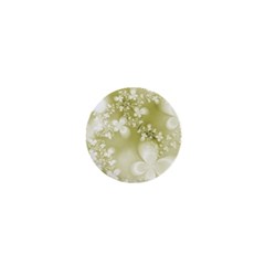 Olive Green With White Flowers 1  Mini Buttons by SpinnyChairDesigns