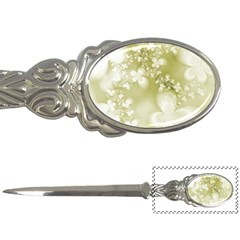 Olive Green With White Flowers Letter Opener by SpinnyChairDesigns