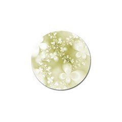 Olive Green With White Flowers Golf Ball Marker by SpinnyChairDesigns