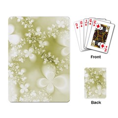 Olive Green With White Flowers Playing Cards Single Design (rectangle) by SpinnyChairDesigns