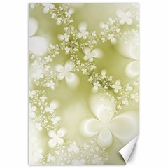 Olive Green With White Flowers Canvas 12  X 18  by SpinnyChairDesigns