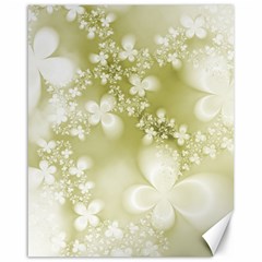 Olive Green With White Flowers Canvas 16  X 20  by SpinnyChairDesigns