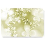 Olive Green With White Flowers Large Doormat  30 x20  Door Mat