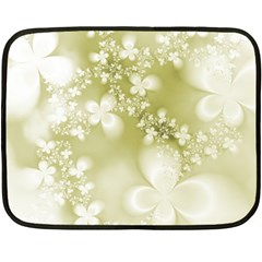 Olive Green With White Flowers Fleece Blanket (mini) by SpinnyChairDesigns